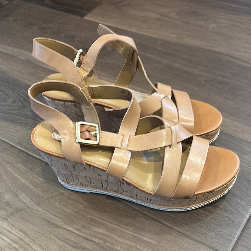 Franco Sarto Tan Wedge Sandals